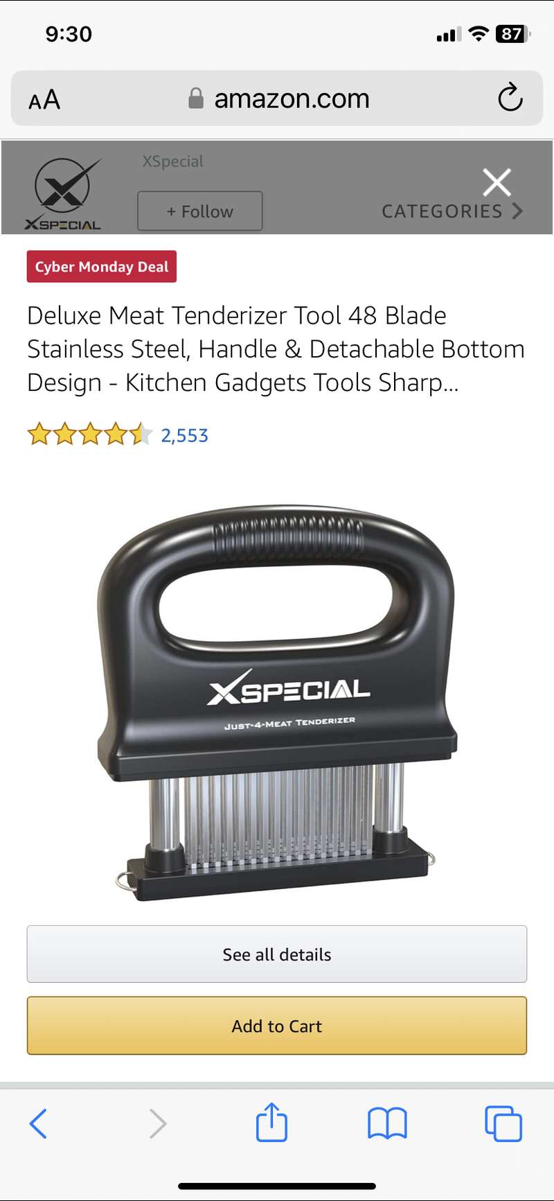 XSpecial Meat Tenderizer Tool 48 Blades Stainless Steel, Easy to