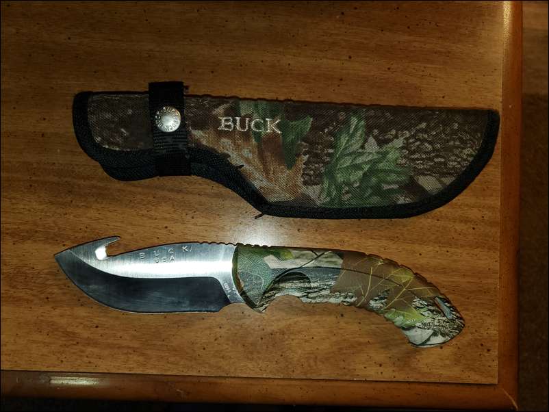 Cutco Drop point hunter. Had this knife for roughly 20 years, didn't really  use it much, enough to dull it. Originally came with the double D edge  which I removed and put
